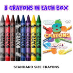 192 Count Classroom Crayons, 24 Sets of 8 Non-Toxic Crayons for Kids