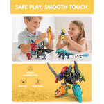 5-In-1 Dinosaur Transformer Toys For Kids - Build & Combine Dino Robot Set With Storage Head, Stem Construction Toy, Birthday For Boys Ages 3 4 5 6 7 8