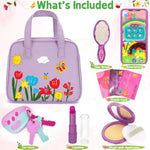 Toys For Girls 3 Years Old, Toddler Purse Girl Toys With Pretend Makeup Kit, Pretend Princess Play Purse Toy For Little Girl, Christmas Birthday Gifts For Toddler Girls Age 3, Purple