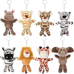 8 Pcs Mini Jungle Stuffed Animals Keychain 5.9 Inch Safari Stuffed Plush Toys Keychain Decoration For Animal Theme Party Filler Favor Carnival Prizes