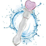 Glass Double-Ended Dildo G-Spot Stimulation Butt Plugs Anal Beads Pleasure Wand With Pink Heart