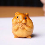 2 Pcs Cute Foodie Hamster Wooden Ornaments for Home & Office Decor