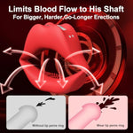 Sex Toys For Men Vibrating Cock Ring Penis Ring Vibrator Red Lips Clitoral Nipple Stimulator, 10 Vibrations Adult Toys Male Pleasure Couples Sex Game Delaying Ejaculation To Please Your Partner