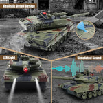 1/24 Rc Battle Tank Set - Remote Control T90 & Leopard Tanks With Realistic Sounds, Lights, Life Indicators, And Spray Effects - Military Toy For Kids & Adults