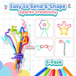 Fidget Toys Sensory Sticks For Kids: 8 Pack Creative Fidget Sticks - Sensory Toys For Kids With Autism Anxiety Relief - Quiet Fidgets For Adhd Classroom Focus - Fun Stocking Stuffers Gifts
