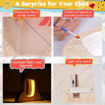 Rocket Piggy Bank For Kids With Led Light, Glow In Dark Unbreakable Wooden Piggy Bank With Diy Colors, Kids Safe Bank For Birthday