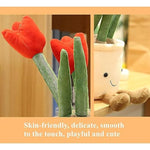 Red Tulip Plush Toy - 13.7" Cute Flower Pillow & Stuffed Animal, Funny Plant Plush For Nature Room Decor