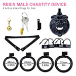 Wearable Monster-Shaped Resin Chastity Device With Bell, Waterproof, Ergonomic, 3-Color Options, 5-Size Rings, And Mini Lock - Discreet And Secure (Frrk-3148, Black Belt)