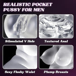 Male Masturbator Bbw Sex Doll, 2.2Lb Pocket Pussies Sex Toy For Men, 2 In 1 Male Adult Toys With Realistic Textured Vagina Anal Channels, Transparent Sex Dolls Big Ass Clear Pussy For Men Masturbation