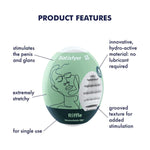 Masturbator Egg 3 Pack - Stroker For Male Masturbation, Portable Pleasure Sleeve, Super-Stretchy, No Lubricant Required, Disposable, Single-Use (Riffle)