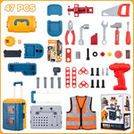 Kids Tool Bench With Kids Tool Set, Three Modes Toddler Tool Bench With Electric Drill Set, Pretend Construction Toys Kid Workbench, Toddler Workbench Tool Bench For Kid Ages 3-5 6-8