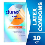 Durex Air Condoms, Extra Thin, Transparent Natural Rubber Latex Condoms for Men, Wide Fit, 10 Count