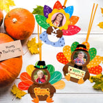 Thanksgiving Turkey Photo Frame Craft Kit for Kids with Foam Stickers and Ribbons
