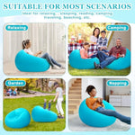 Inflatable Bean Bag Chair For Adult Bean Bag Sofa Chair Blow Up Inflatable Furniture For Outdoor Living Room Bedroom Balcony Travel Party Gift Accessories(Lake Blue,2 Pcs)
