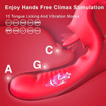 Clitoral Licking G Spot Vibrator For Women - 2 In 1 Dildo Vibrators Clitoralis Stimulator With 10 Licking & 10 Vibrating Modes, Waterproof Tongue Rose Adult Sex Toys For Women And Couple