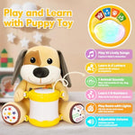 Stuffed Dog Musical Toys For Baby 6-12 Months+, Early Learning Light Up Music Drum, Perfect Christmas Birthday Gifts For Boy & Girl Age 1, 2 Years Old