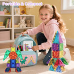 Mini Magnetic Tiles, 40Pcs Building Blocks Travel Set Magnetic Toys For Kids Ages 4-8 With Iron Case, Montessori Educational Toddler Puzzle Creativity Birthday Gift For Boys & Girls