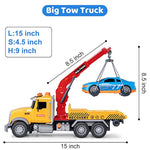 Big Tow Trucks Toy Trucks With Hook And Car For Boys Pull Back Truck Toys With Light And Sound For Kids (1:18 Plastic Tow Truck)