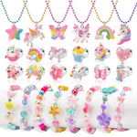 Kids Jewelry For Girls 4-6, Little Girls Play Jewelry Set For Toddlers Age 3-5 6-8, Childrens Princess Costume Dress Up Necklace Bracelets Rings, Unicorn Birthday Gifts For 3 4 5 7 6 8 Year Old