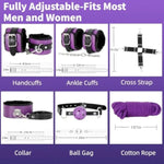 Bdsm Bondage Restraint Kits 12Pcs Sets Sex Toys Handcuffs Ankle Collar Cuffs Blindfold Feather Tickler Ball Gag Anal Plug Sm Games Adjustable For Women Men