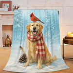 Golden Retriever Blanket Funny Dog Cardinal Throw Blanket Soft Warm Cozy Fuzzy Plush For Girls Women Lightweight Fleece Flannel Stuff Decor Blankets For Kids Adults 50"X40"