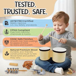 Wooden Musical Instruments For Toddlers – Montessori Kids Drum Set With Bongo Drum, Jingle Bells, Cymbals, Castanet And Guiro, Perfect Music Toys For Kids And Montessori Toys For 3 Year Old Plus