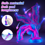 9 Inch Extra Thick Wolf Dog Dildo With Knot And Suction Cup, Silicone Large Xl Massive Knotted Dildo Monster For Strap On, Realistic Extra Wide Dragon Anal Dildo Fantasy Blue Sex Toy For Women Men