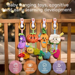 Tumama Hanging Vegetable Plush Toy Set, 4 Different Vegetable Crib Stroller Toys, Early Baby Cognitive Sensory Rattle Hanging Toy With Teether. Suitable For Babies 0, 3, 6, 9, 12 Months