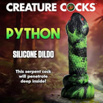 Python Silicone Dildo For Beginners, Men, Women, & Couples. Fantasy Dildo With Suction Cup Base. Harness Compatible, Premium Silicone. 1 Piece, Green & Black.