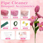 300Pcs Pink Chenille Stems Craft Kit with Supplies