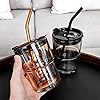 13oz/400ml Tumbler Water Glass, Cups with Straw and Lid Sealed Carry on for Coffee, Iced Tea, Thick Wall Insulated Glass Cup (Amber)…