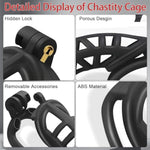 Sex Toys Male Chastity Cage With Elastic Belt & Invisible Lock - 4 Rings Lightweight Comfort Fit Design For Long Term Wear, Secure Bdsm Bondage Device (M-90Mm) - Breathable Large Penis Cage For Men