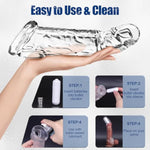 Penis Sleeve Vibrating Cock Ring, Male Vibrator Reusable 3" Penis Extender Enlarger With Penis Ring Vibrator, Realistic Cock Sleeve Adult Sex Toy For Men Couples (Clear)