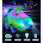 Toddler Remote Control Car, 2 Pack Dinosaur Rc Cars For Toddler Toys 3, Car Toys For 3 4 5 Year Old Boys And Girls Birthday Gift, Led Lights & Music