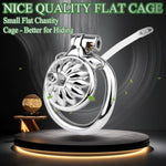 Male Chastity Cage, Mini Chastity Device, Metal Flat Chastity Cage, Breathable Design With Soft Silicone Urinary Catheter, Can Be Worn For A Long Time, Suitable For Male Bdsm Restraint?50Mm Ring?