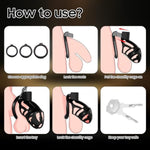 Male Chastity Cage Sex Toys - Lightweight Penis Cage with 3 Adjustable Rings and Invisible Lock for Bondage Gear & Accessories