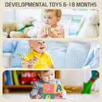 Montessori Toys For Babies 6-12 Months,1 Year Old,8 In 1 Baby Sensory Toy For 12-18 Months Toddler,Wooden Educational Development Toys With Soft Stacking Cup&Sensory Ball&Tissue Box