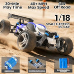1:18 Scale 4Wd Rc Car | 40+Mph High Speed Off-Road Remote Control Truck | All-Metal Transmission & Nylon Chassis | 30+ Min Runtime | Gift For Adults, Teens & Kids (Blue)