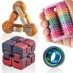 - Handheld Fidget Toy For Adults , 4Pc Fidget Toys Set Fidgets For Classroom, Finger Spinners,Infinity Cube, Fidget Cube, Stress Relief Desk Cool Gadget For Kids Teen