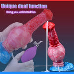 Simulation Squirting Horse Dildo 9.5 Inches Inflatable Butt Plug Sex Toy With Suction Cups
