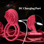 Vibrating Cock Ring with Rose Stimulator, 7 Vibration Modes for Couples' Pleasure