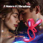Vibrating Penis Ring with Rose Clitoral Stimulator for Couples & Enhanced Pleasure