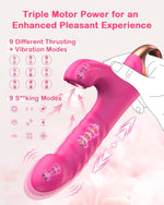 Thrusting Dildo Vibrator – 9 Suction & 9 Vibration Modes for G-Spot & Clitoral Play