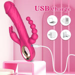 Thrusting Rabbit Vibrator with Multiple Speeds, G-Spot & Anal Stimulation, Adult Toy