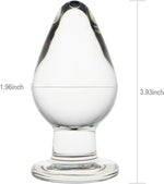 Large Crystal Mushroom-Shaped Glass Butt Plug for Men & Women, Transparent