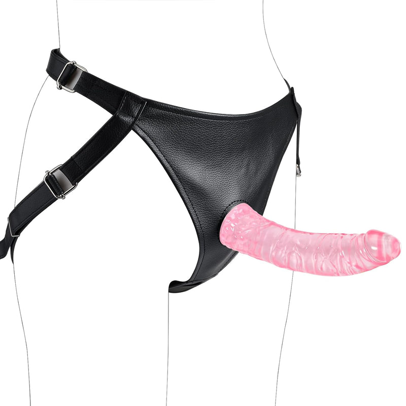 Strap On Dildo 8.3 Inch Realistic Cock With Adjustable Leather Harness For Couples Role Play, Wearable G Spot Dildo Unisex Strap-On Pegging Kit Adult Toys For Sexy Fantasy (Pink)