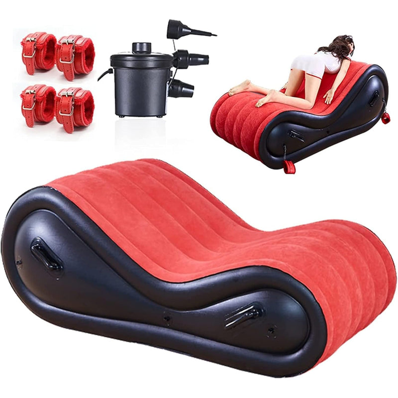 Inflatable Sex Sofa With Cuff Kit For Bdsm And Bondage Play,Sex Game Furniture For Couple Deeper Position Support Adult Alternative Toys G-Point Love Pad Multifunctional Pvc Pillow Air Cushion Chair
