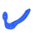Slim Silicone Strapless Strap-On Harness-Free Double Dildo (Without Vibrator) Small Size: 5.5 X 1.25 Inches In Blue