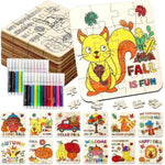 Thanksgiving Wooden Crafts Kit for Kids - Fall Harvest Puzzle and Activity Set