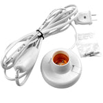 1pcs White Hanging Light Cord E27 Light Bulb Socket to 2-Prong with On/Off Switch (about 80mm base & 9.2ft wire)